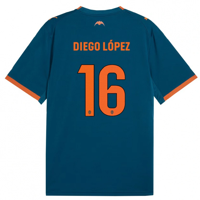 Danxen Mujer Camiseta Diego López #16 Azul Acero Naranja 2ª Equipación 2026/27 La Camisa