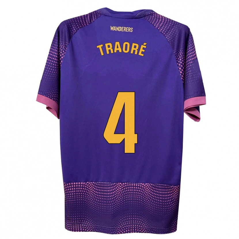 Danxen Mujer Camiseta Bakary Traoré #4 Morado Blanco Rosa 2ª Equipación 2026/27 La Camisa