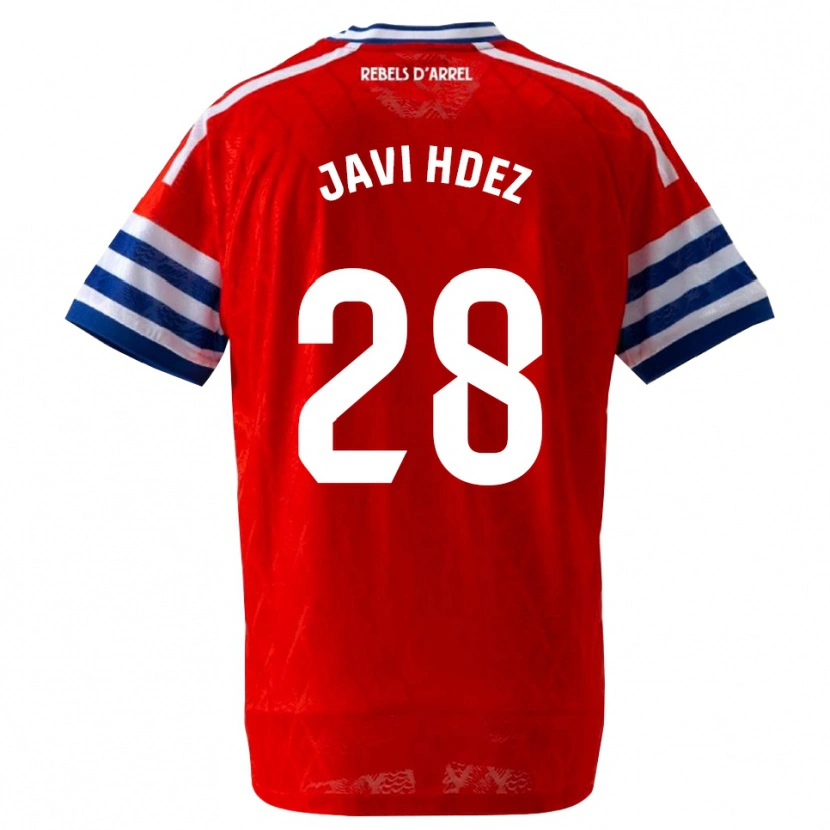 Danxen Mujer Camiseta Javi Hernández #28 Azul Real Rojo 2ª Equipación 2026/27 La Camisa
