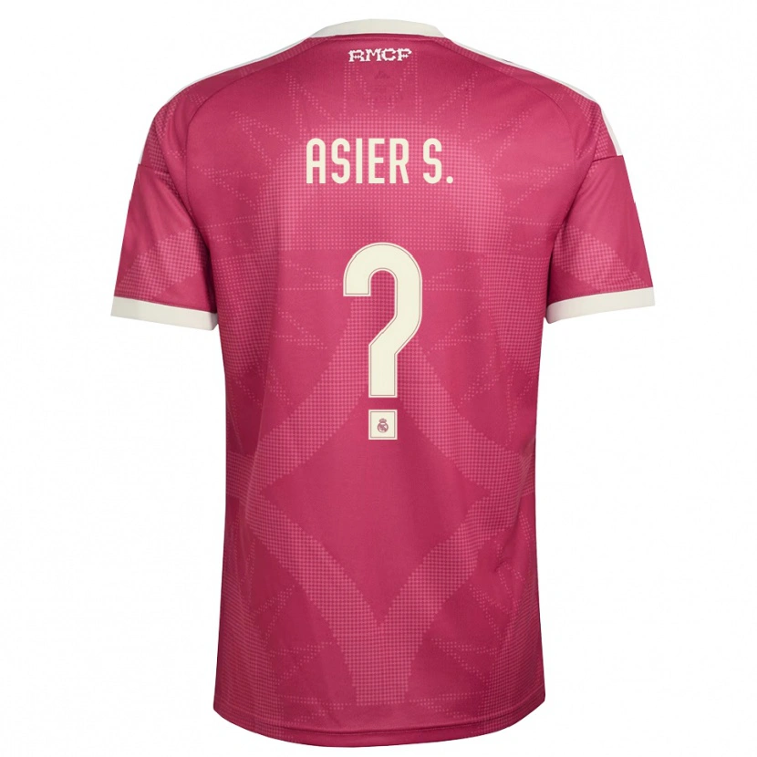 Danxen Mujer Camiseta Asier Sánchez #0 Rojo Violeta Pálido Blanco Equipación Tercera 2026/27 La Camisa