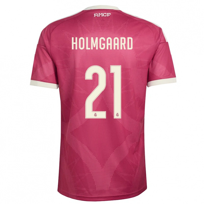 Danxen Mujer Camiseta Sara Rosted Holmgaard #21 Rojo Violeta Pálido Blanco Equipación Tercera 2026/27 La Camisa