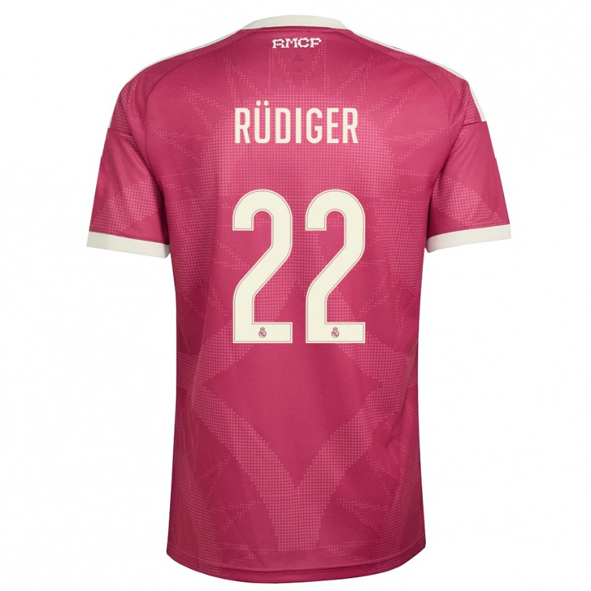Danxen Mujer Camiseta Antonio Rüdiger #22 Rojo Violeta Pálido Blanco Equipación Tercera 2026/27 La Camisa