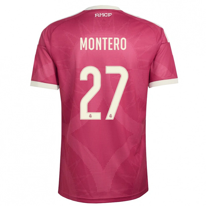 Danxen Mujer Camiseta Pablo Montero #27 Rojo Violeta Pálido Blanco Equipación Tercera 2026/27 La Camisa