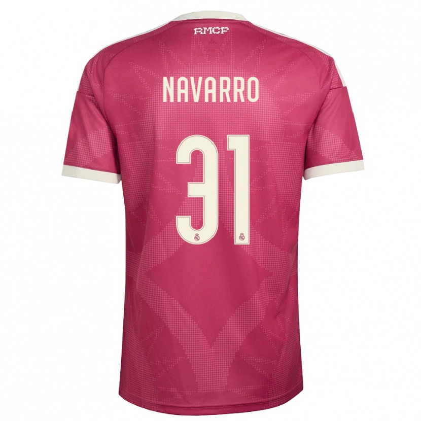 Danxen Mujer Camiseta Javi Navarro #31 Rojo Violeta Pálido Blanco Equipación Tercera 2026/27 La Camisa