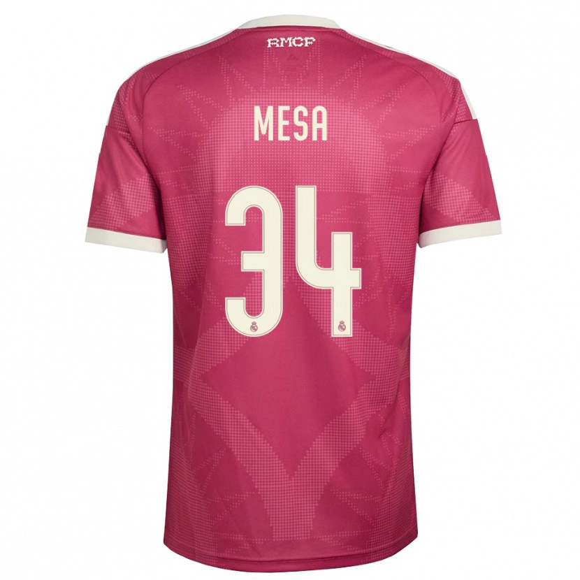 Danxen Mujer Camiseta Óscar Mesa #34 Rojo Violeta Pálido Blanco Equipación Tercera 2026/27 La Camisa