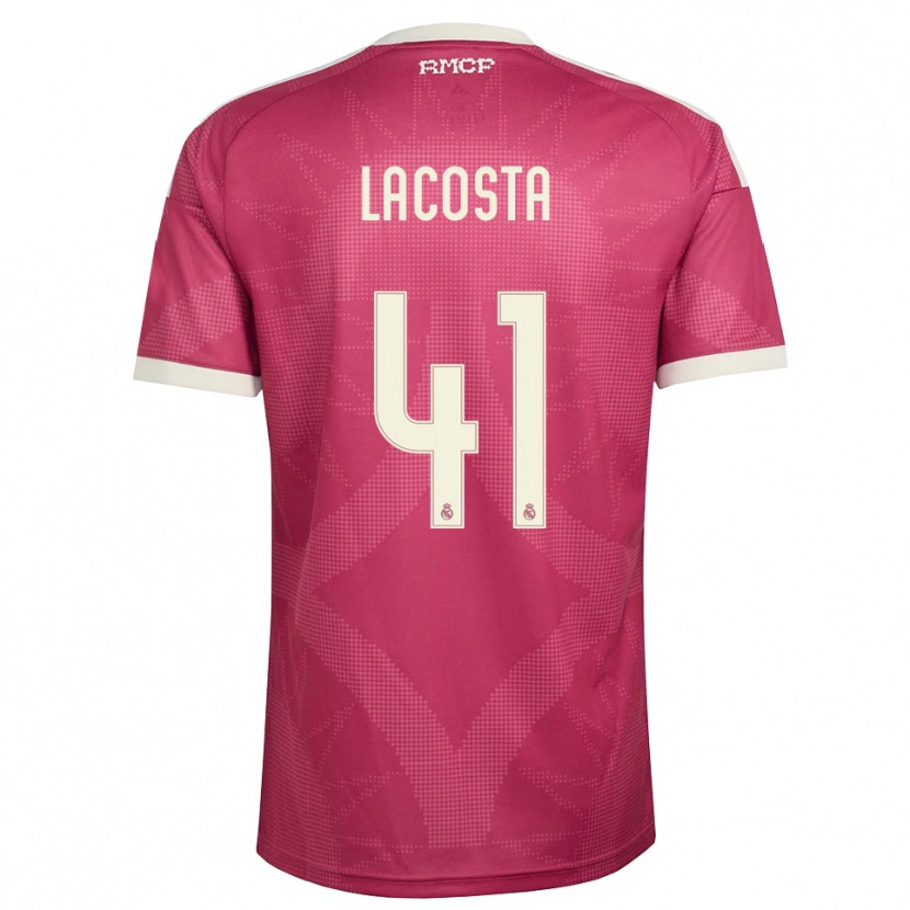 Danxen Mujer Camiseta Diego Lacosta #41 Rojo Violeta Pálido Blanco Equipación Tercera 2026/27 La Camisa