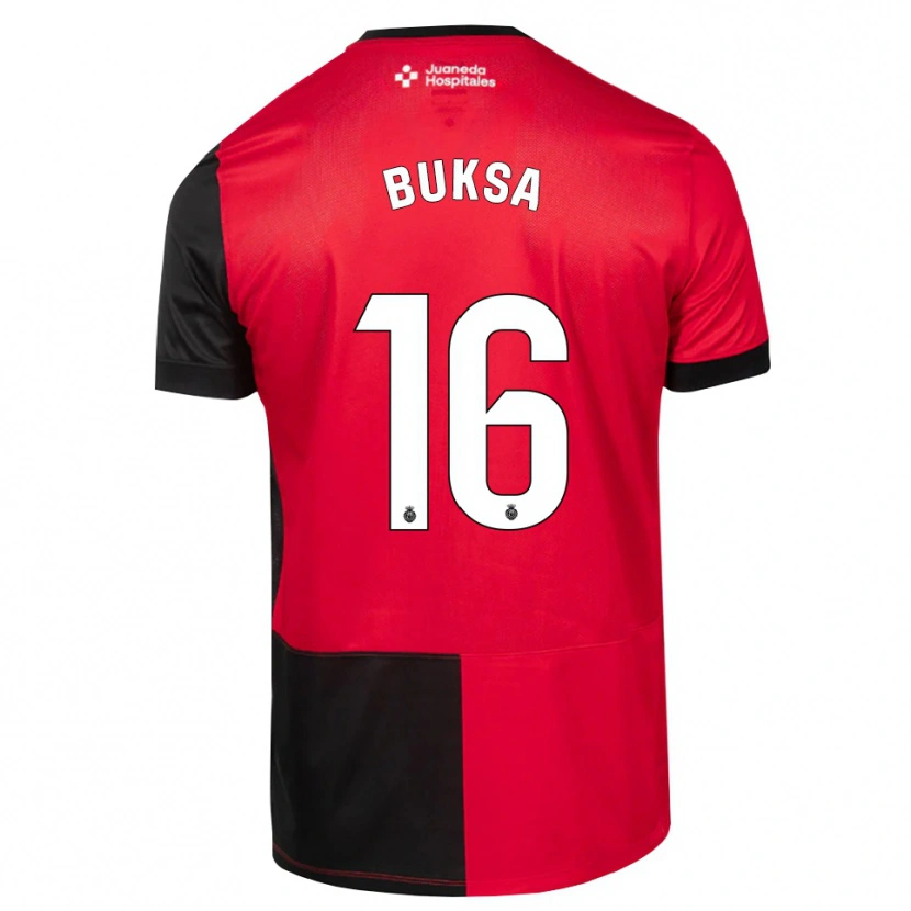 Danxen Mujer Camiseta Adam Buksa #16 Negro Rojo Blanco 1ª Equipación 2026/27 La Camisa