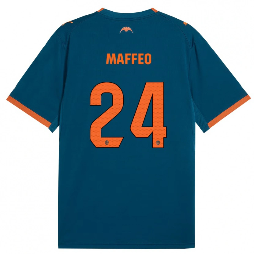 Danxen Mujer Camiseta Pablo Maffeo #24 Azul Acero Naranja 2ª Equipación 2026/27 La Camisa