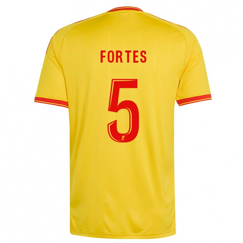 Danxen Niño Camiseta Steven Fortes #5 Oro Naranja Rojo 1ª Equipación 2026/27 La Camisa