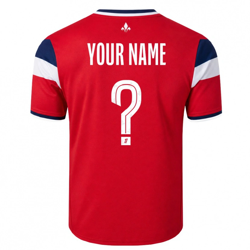 Danxen Niño Camiseta Su Nombre #0 Rojo Blanco Azul Real 1ª Equipación 2026/27 La Camisa