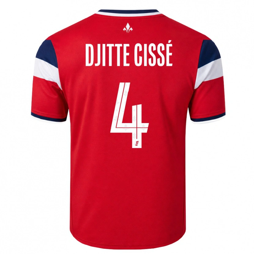 Danxen Niño Camiseta Babacar Djitte Cissé #4 Rojo Blanco Azul Real 1ª Equipación 2026/27 La Camisa