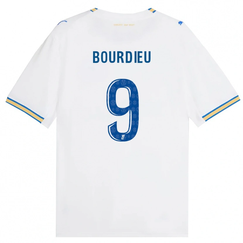 Danxen Niño Camiseta Mathilde Bourdieu #9 Azul Lanzador Blanco 1ª Equipación 2026/27 La Camisa