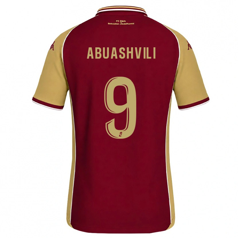 Danxen Niño Camiseta Giorgi Abuashvili #9 Dorado Rojo Oscuro 1ª Equipación 2026/27 La Camisa