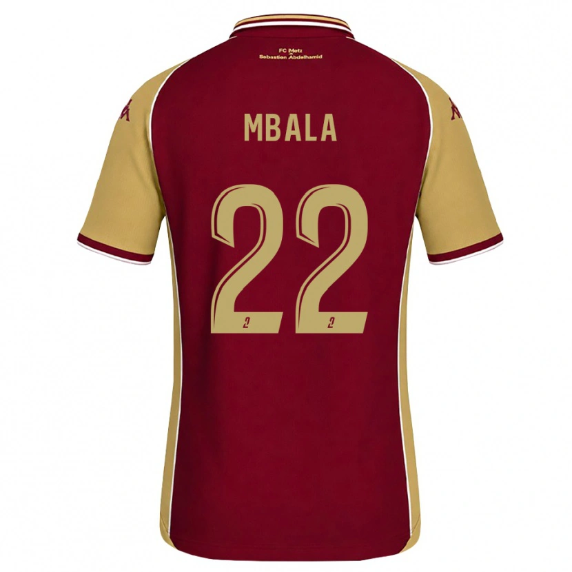 Danxen Niño Camiseta Nathan Mbala #22 Dorado Rojo Oscuro 1ª Equipación 2026/27 La Camisa