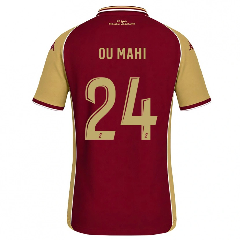 Danxen Niño Camiseta Inès Ou Mahi #24 Dorado Rojo Oscuro 1ª Equipación 2026/27 La Camisa