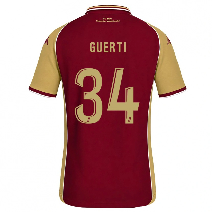 Danxen Niño Camiseta Ismaël Guerti #34 Dorado Rojo Oscuro 1ª Equipación 2026/27 La Camisa