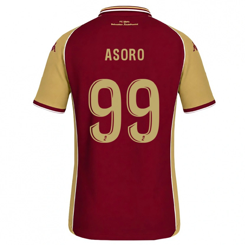 Danxen Niño Camiseta Joel Asoro #99 Dorado Rojo Oscuro 1ª Equipación 2026/27 La Camisa