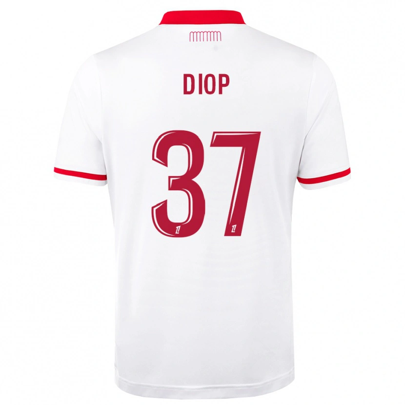 Danxen Niño Camiseta Edan Diop #37 Rojo Blanco 1ª Equipación 2026/27 La Camisa