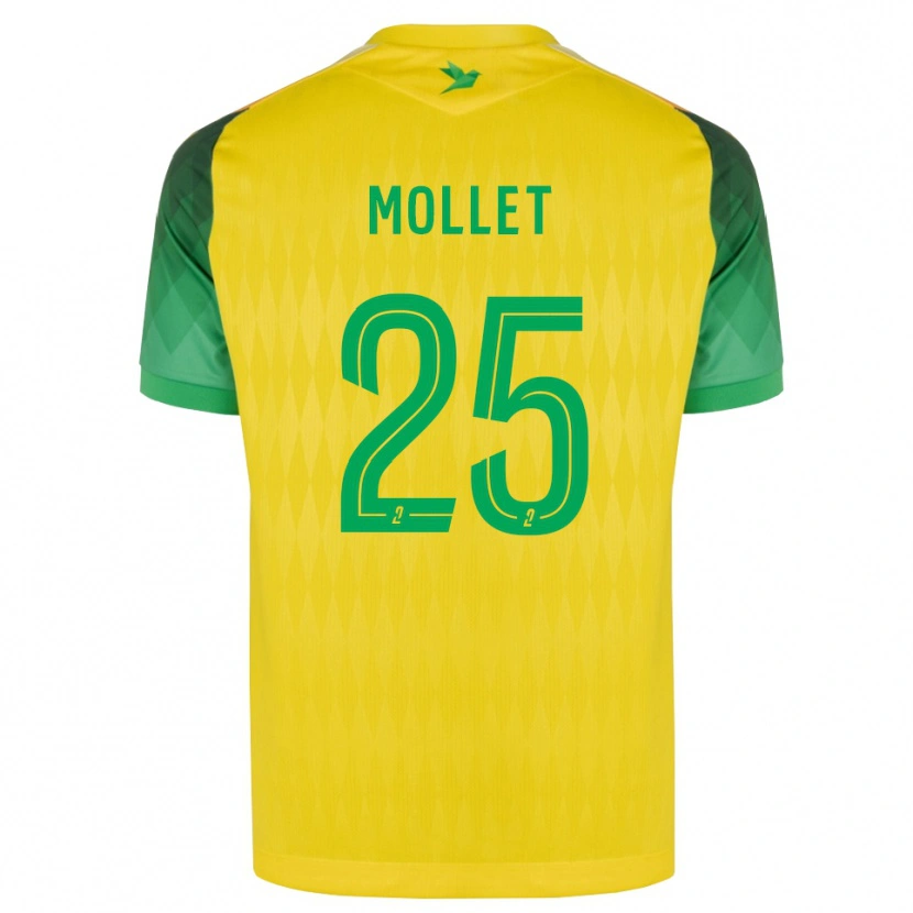 Danxen Niño Camiseta Florent Mollet #25 Amarillo Verde Rojo 1ª Equipación 2026/27 La Camisa