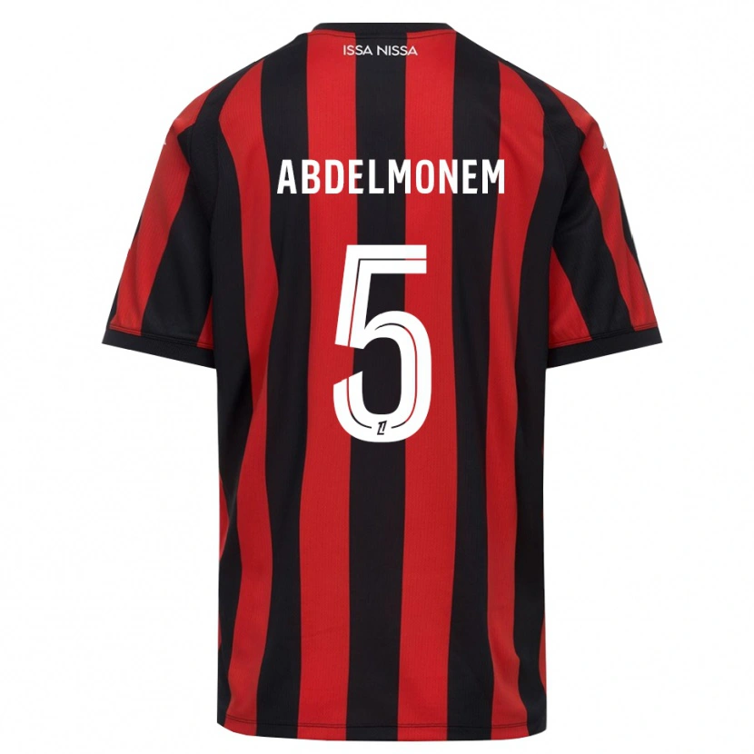 Danxen Niño Camiseta Mohamed Abdelmonem #5 Rojo Negro Blanco 1ª Equipación 2026/27 La Camisa