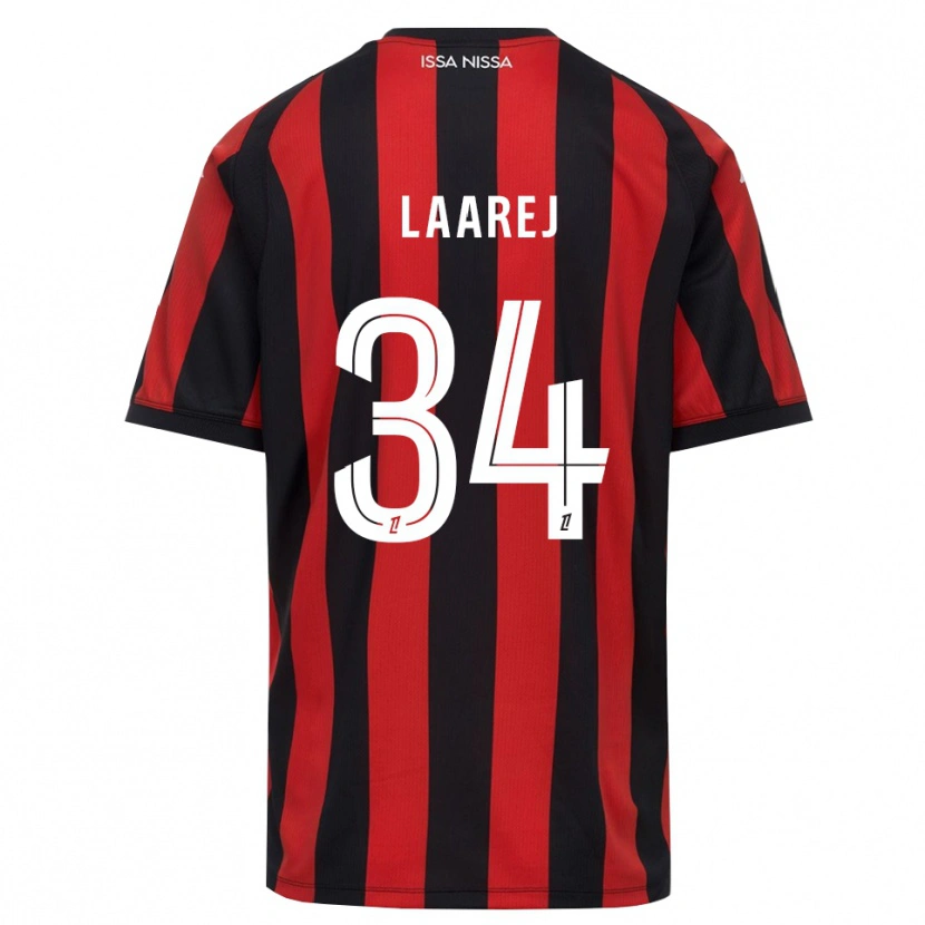Danxen Niño Camiseta Nassim Laarej #34 Rojo Negro Blanco 1ª Equipación 2026/27 La Camisa