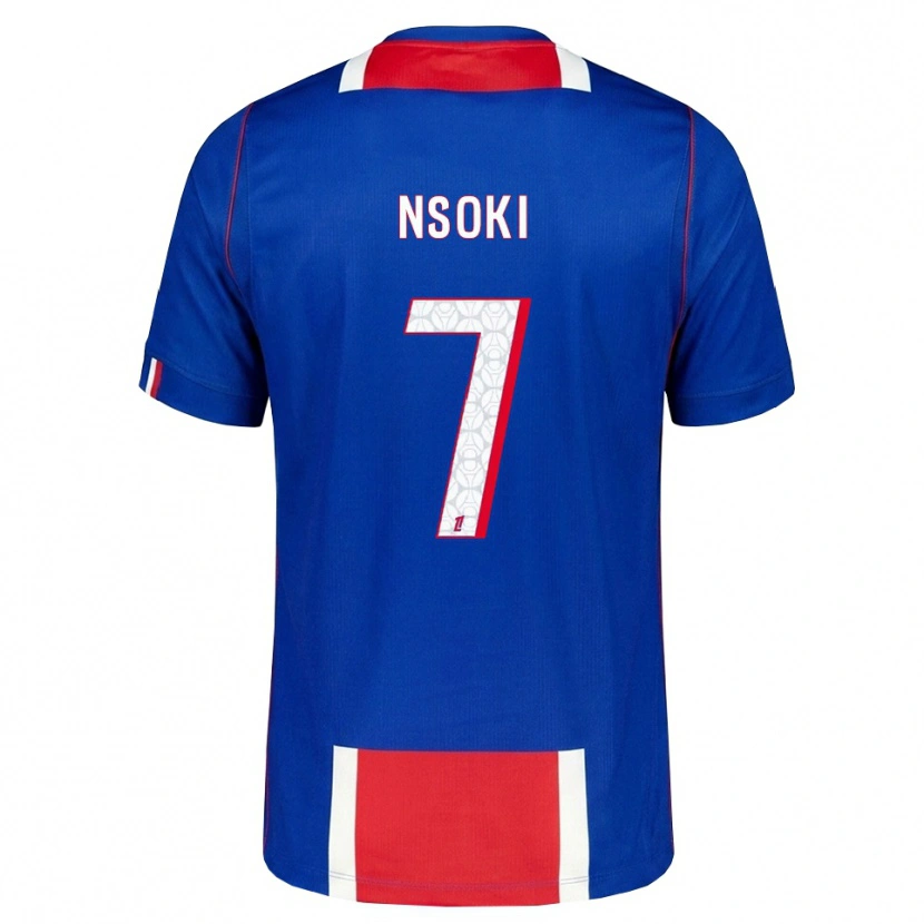 Danxen Niño Camiseta Noah Nsoki #7 Rojo Blanco Azul 1ª Equipación 2026/27 La Camisa