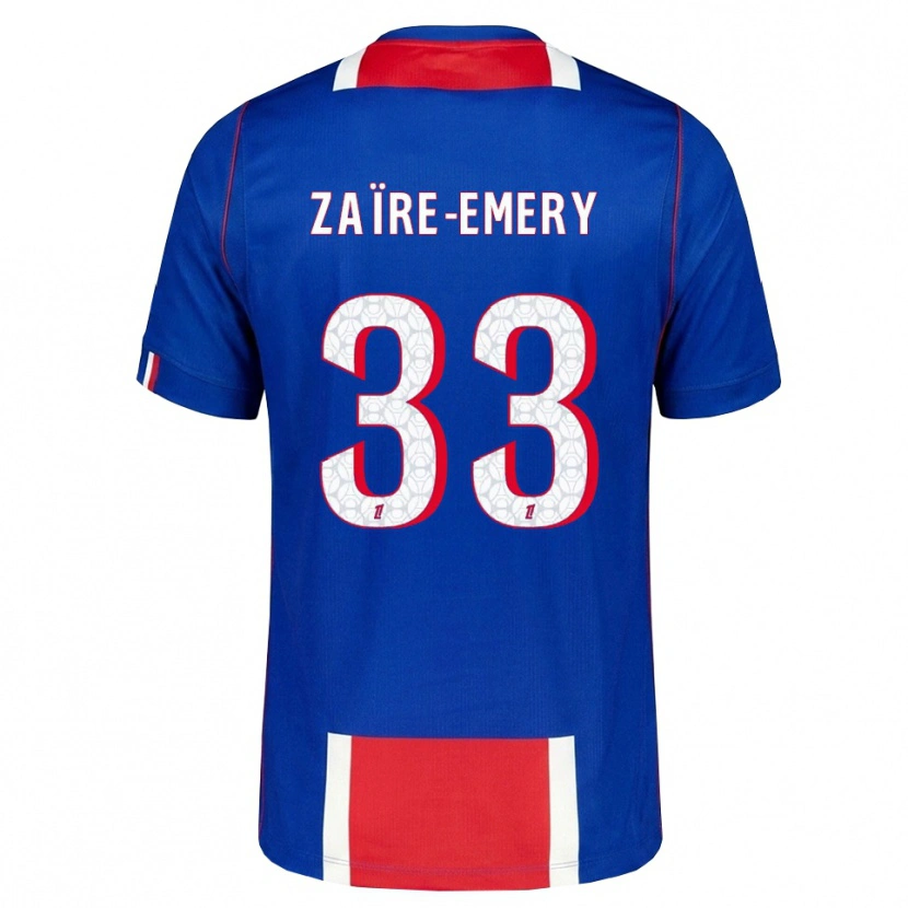 Danxen Niño Camiseta Warren Zaïre-Emery #33 Rojo Blanco Azul 1ª Equipación 2026/27 La Camisa