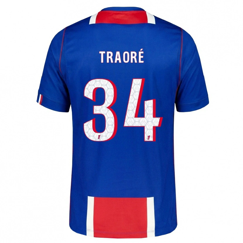 Danxen Niño Camiseta Naolia Traoré #34 Rojo Blanco Azul 1ª Equipación 2026/27 La Camisa