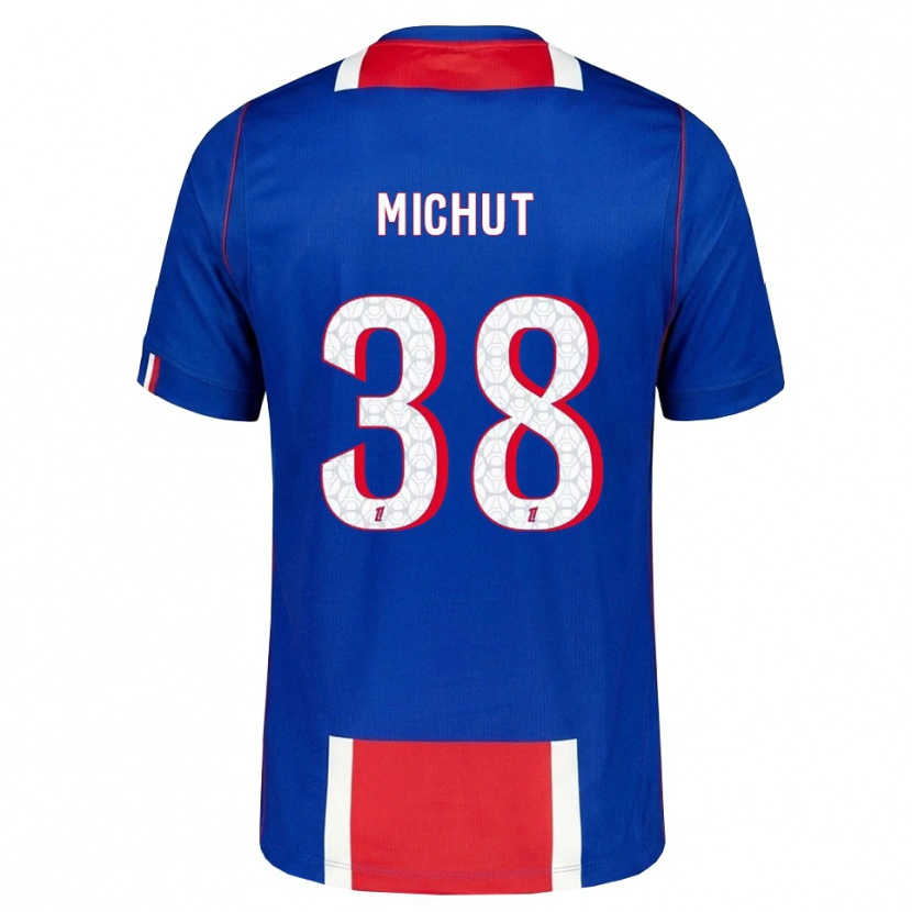Danxen Niño Camiseta Edouard Michut #38 Rojo Blanco Azul 1ª Equipación 2026/27 La Camisa