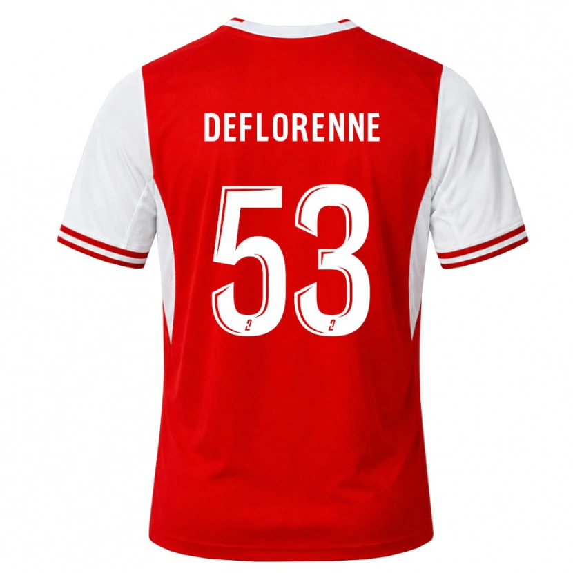 Danxen Niño Camiseta Théo Deflorenne #53 Rojo Blanco 1ª Equipación 2026/27 La Camisa