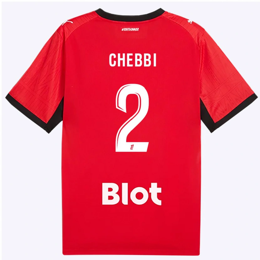 Danxen Niño Camiseta Mohamed Chebbi #2 Rojo Negro Blanco 1ª Equipación 2026/27 La Camisa