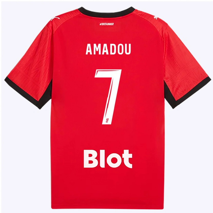 Danxen Niño Camiseta Amadou Diallo #7 Rojo Negro Blanco 1ª Equipación 2026/27 La Camisa