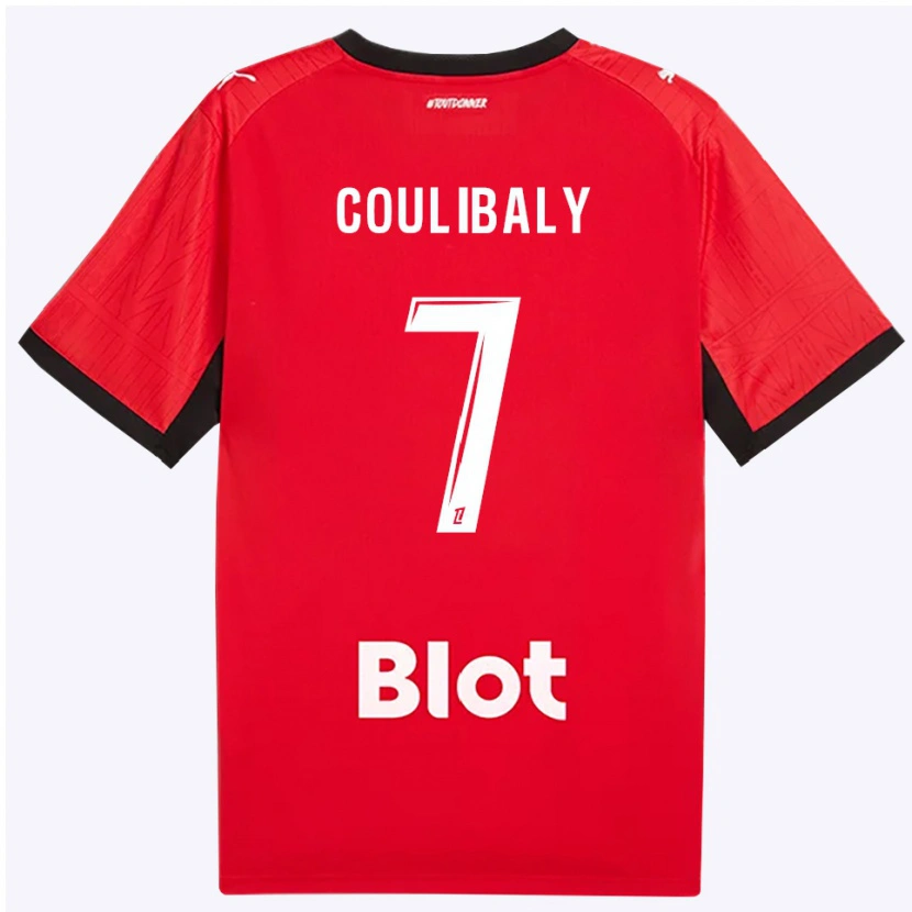 Danxen Niño Camiseta Boukary Coulibaly #7 Rojo Negro Blanco 1ª Equipación 2026/27 La Camisa