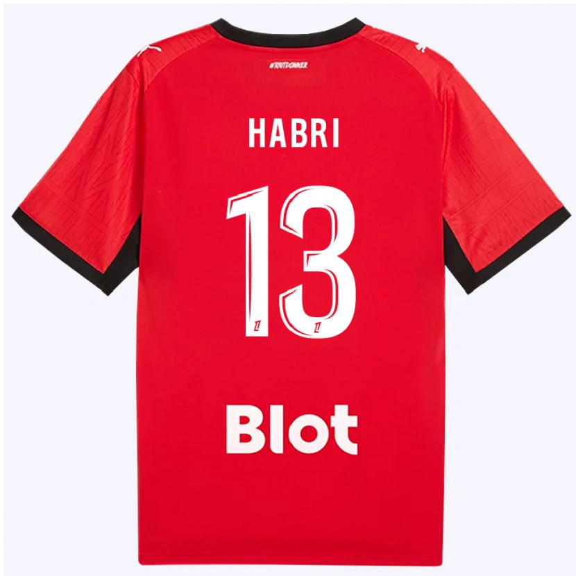 Danxen Niño Camiseta Issa Habri #13 Rojo Negro Blanco 1ª Equipación 2026/27 La Camisa