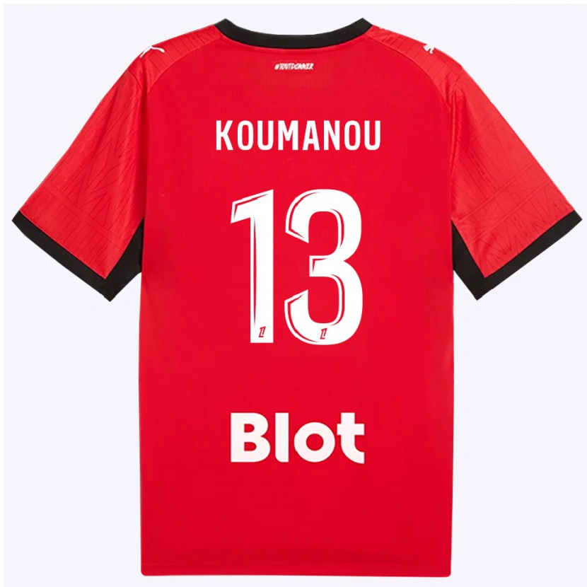 Danxen Niño Camiseta Noa Koumanou #13 Rojo Negro Blanco 1ª Equipación 2026/27 La Camisa