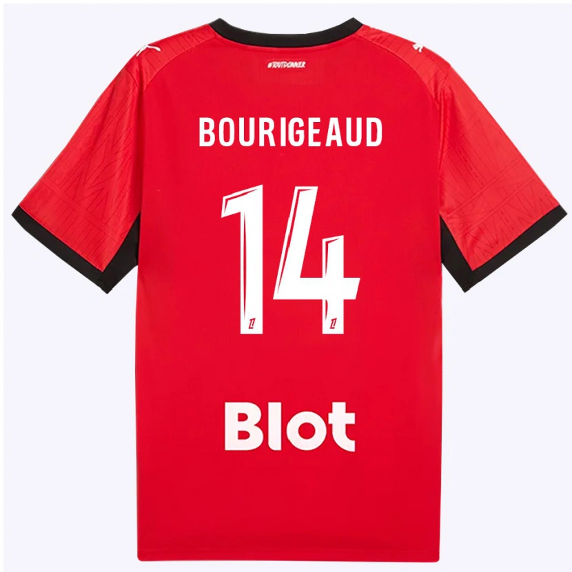 Danxen Niño Camiseta Benjamin Bourigeaud #14 Rojo Negro Blanco 1ª Equipación 2026/27 La Camisa