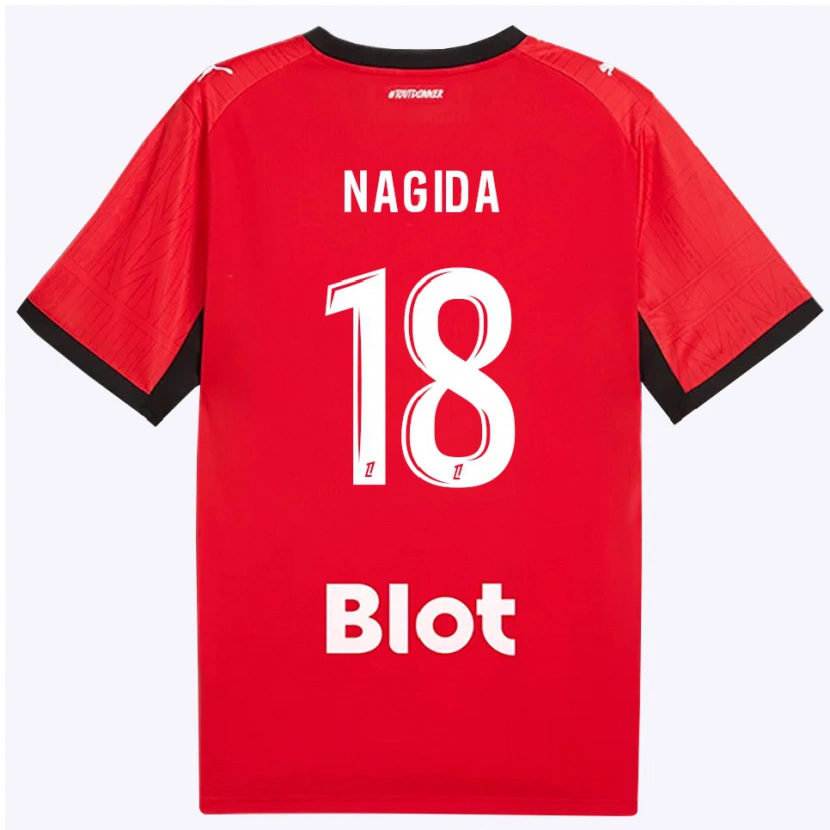 Danxen Niño Camiseta Mahamadou Nagida #18 Rojo Negro Blanco 1ª Equipación 2026/27 La Camisa