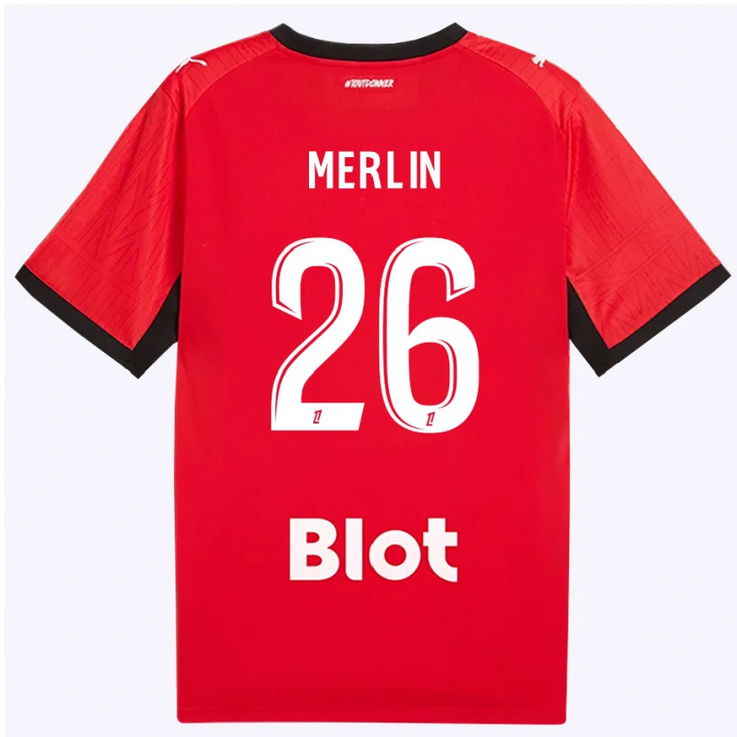 Danxen Niño Camiseta Quentin Merlin #26 Rojo Negro Blanco 1ª Equipación 2026/27 La Camisa