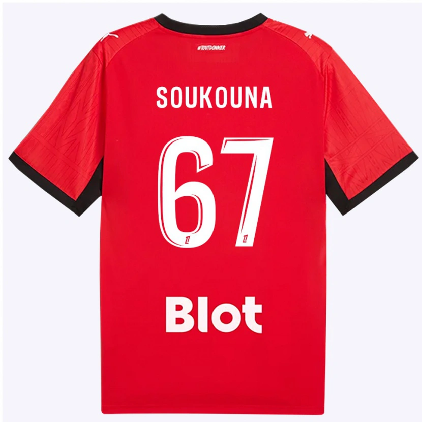 Danxen Niño Camiseta Isiaka Soukouna #67 Rojo Negro Blanco 1ª Equipación 2026/27 La Camisa
