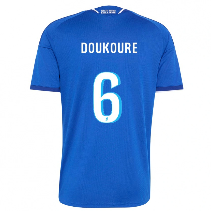 Danxen Niño Camiseta Ismaël Doukouré #6 Azul Real Blanco 1ª Equipación 2026/27 La Camisa