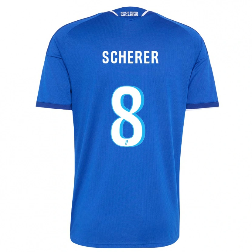 Danxen Niño Camiseta Louis Scherer #8 Azul Real Blanco 1ª Equipación 2026/27 La Camisa