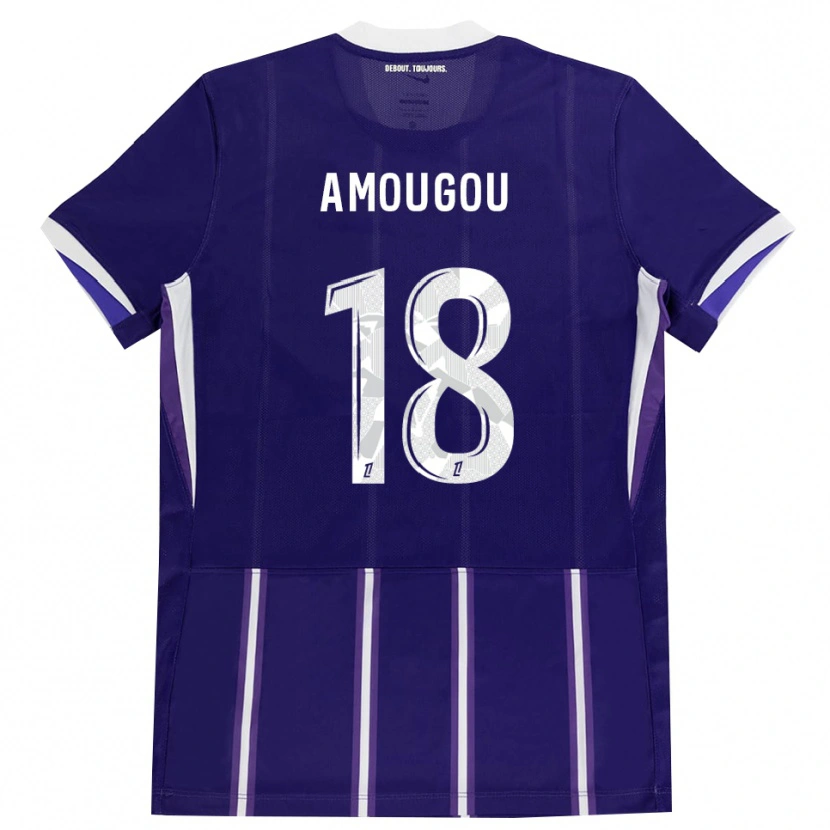 Danxen Niño Camiseta Mathis Amougou #18 Morado Blanco 1ª Equipación 2026/27 La Camisa