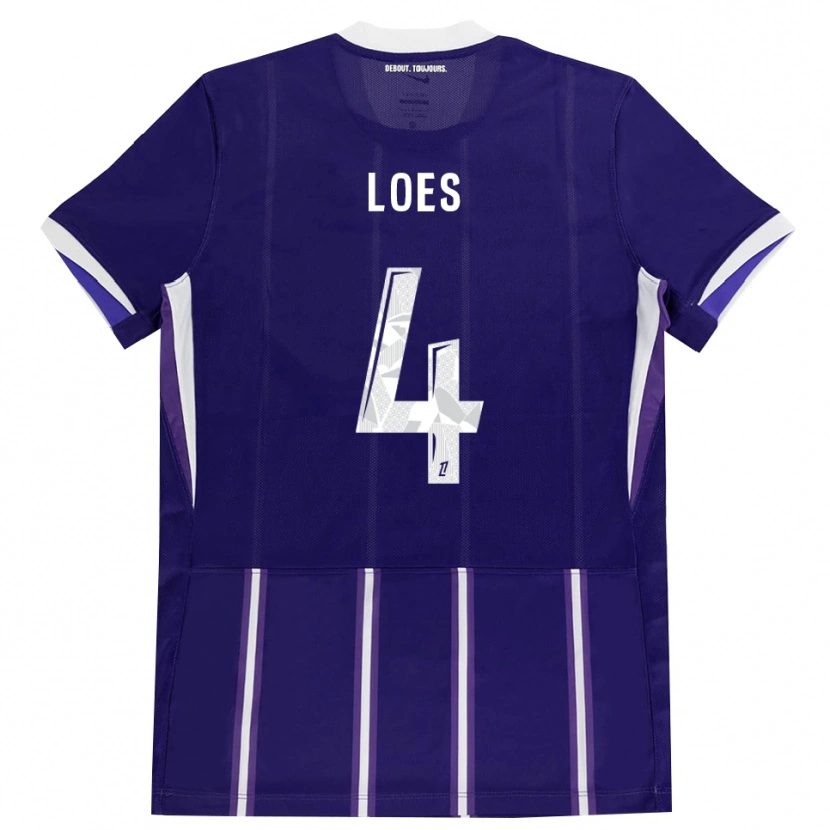 Danxen Niño Camiseta Wayan Loes #4 Morado Blanco 1ª Equipación 2026/27 La Camisa