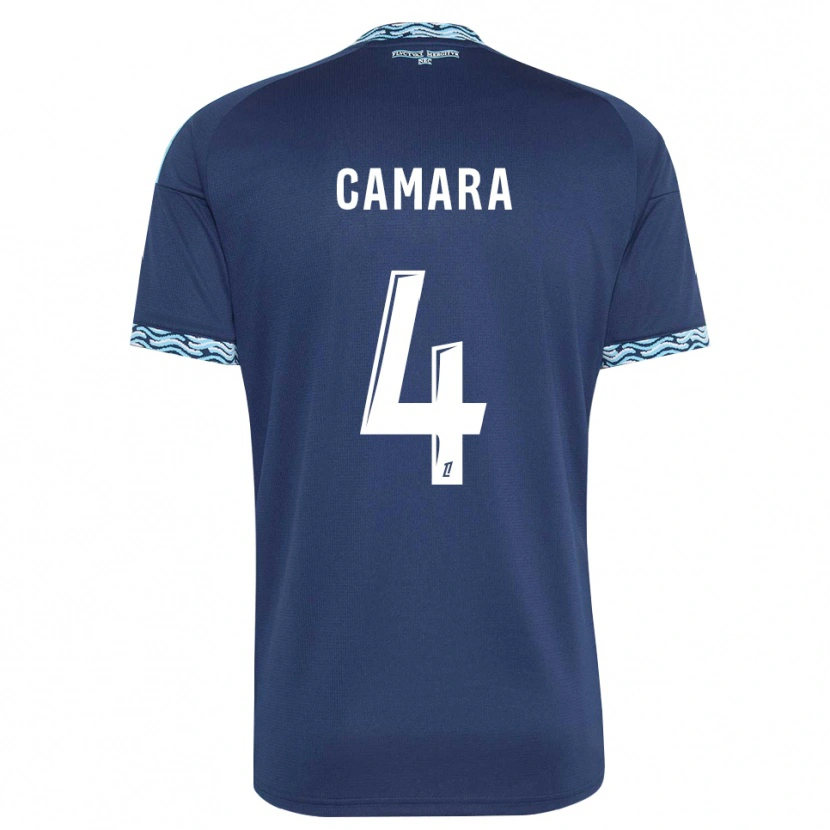 Danxen Niño Camiseta Alseny Camara #4 Azul Acero Blanco 1ª Equipación 2026/27 La Camisa
