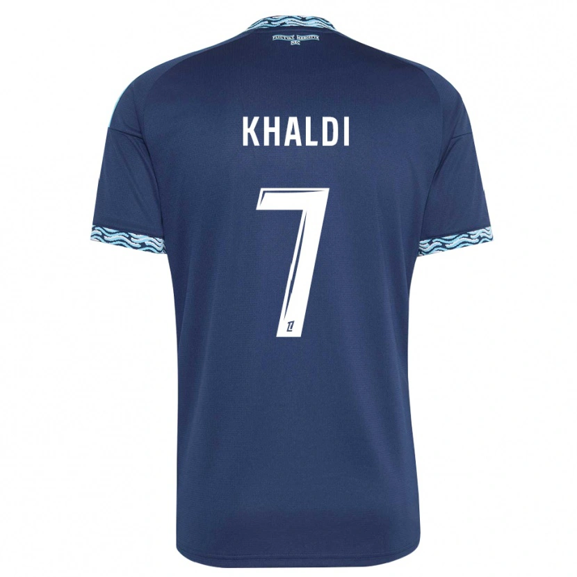 Danxen Niño Camiseta Zakarya Khaldi #7 Azul Acero Blanco 1ª Equipación 2026/27 La Camisa