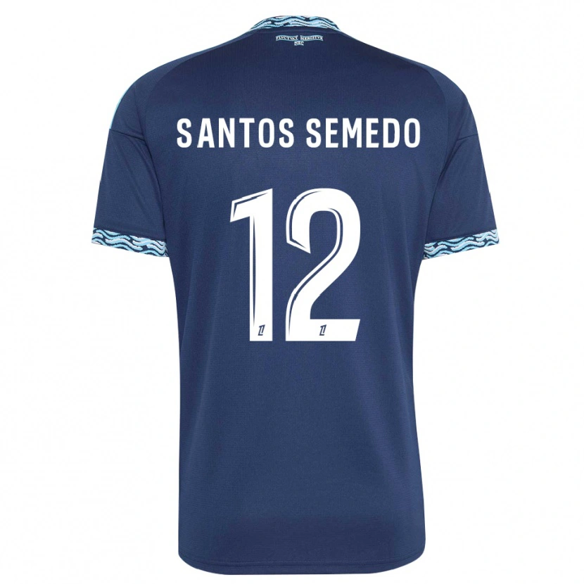 Danxen Niño Camiseta Ilyes Dos Santos Semedo #12 Azul Acero Blanco 1ª Equipación 2026/27 La Camisa