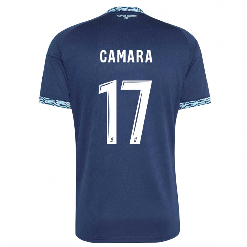 Danxen Niño Camiseta Adama Camara #17 Azul Acero Blanco 1ª Equipación 2026/27 La Camisa
