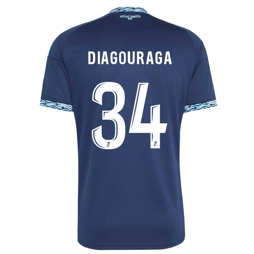 Danxen Niño Camiseta Djibril Diagouraga #34 Azul Acero Blanco 1ª Equipación 2026/27 La Camisa