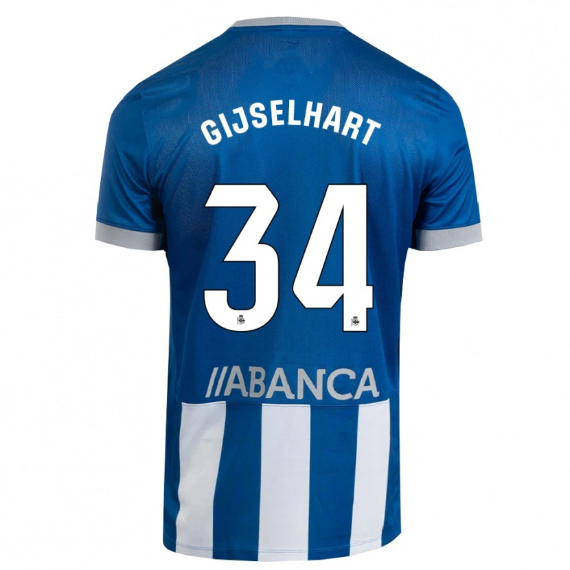 Danxen Niño Camiseta Teun Gijselhart #34 Azul Gris Blanco 1ª Equipación 2026/27 La Camisa