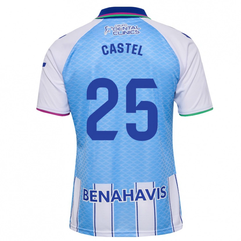 Danxen Niño Camiseta Sergio Castel #25 Azul Cielo Profundo Blanco 1ª Equipación 2026/27 La Camisa